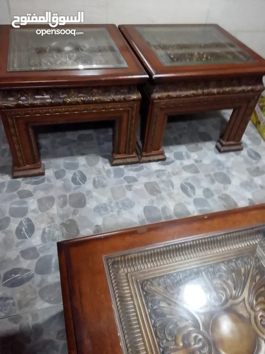 طاولات وسط خشب زان ثقيل محفورة استعمال بسيط