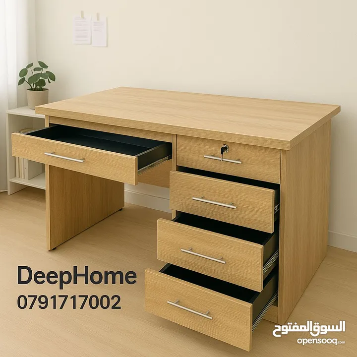 اختر مكتبك بعناية من تشكيلة Deep home الأنيقة، تصميم عملي، خامة فخمة، ومساحات تخزين تريح بالك! مكاتب