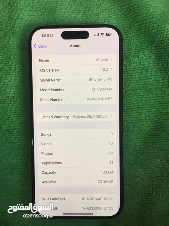 IPHONE 15 PRO. 128gb 98% battery health. Zero scratch. Very neat and clean like new