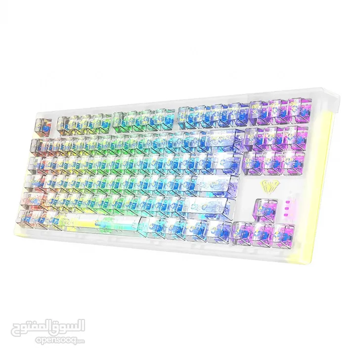 كيبورد جيمنغ مضيئ احترافي لكل الجيمرز  Aula Keyboard F2183 Transparent Layout Gaming RGB Lights OG
