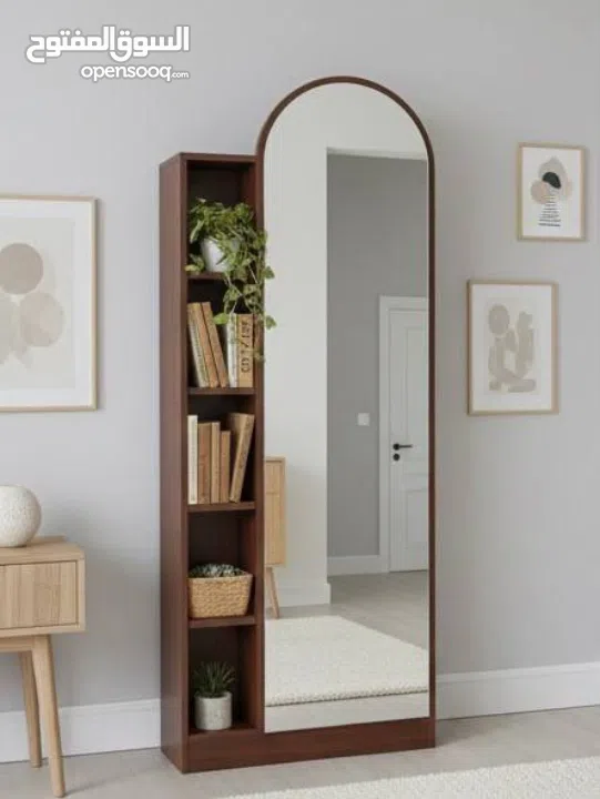 مرآة أرضية فاخرة مع رفوف جانبية – قطعة ديكور تخطّف الأنظار حوّلي أي زاوية في بيتك لمساحة أني