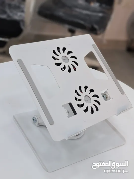 ستاند لابتوب معدني مدمج بمراوح تبريد Laptop Stand دوران 360 درجة تحكم بالارتفاع والزوايا فقط