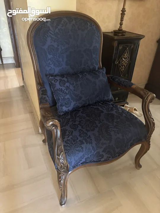 ‏كرسي الجناح لون كحلي/ side arm chair  blue