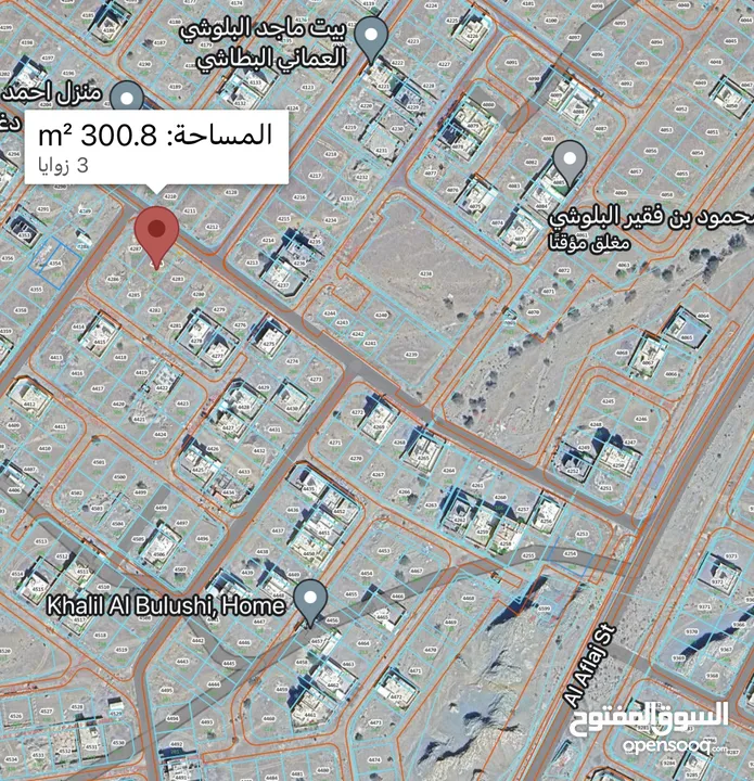 ارض سكنية للبيع في العامرات مدينة النهضه 14 على  مدخل المنطقة مباشرةً وسط المنازل
