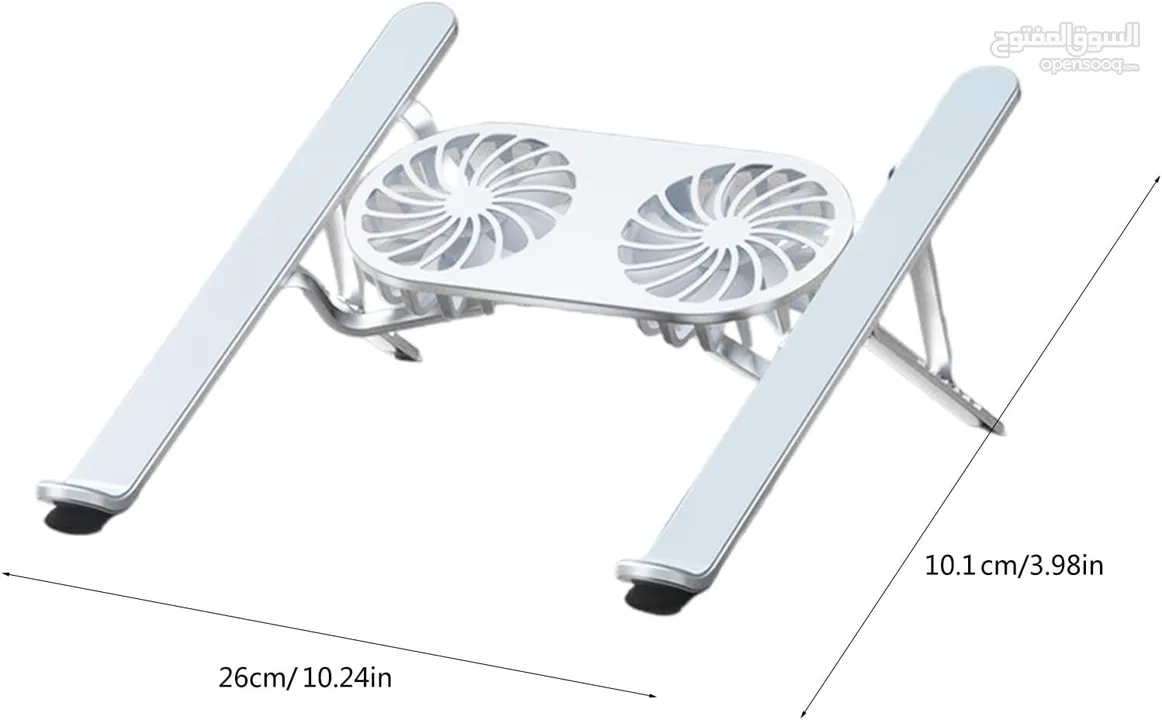 N3 Adjustable Aluminum Laptop Stand with Cooling Fan -Grey قاعدة لابتوب مع مروحة تبريد