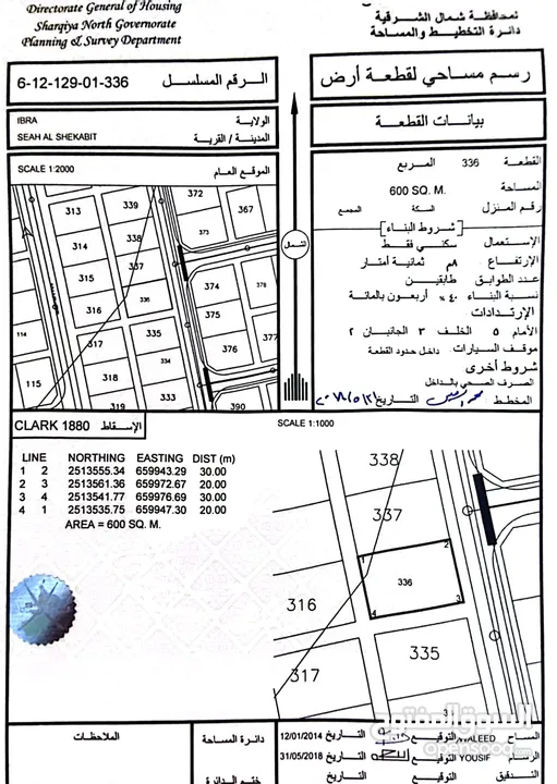 أرض سكنية في مخطط سيح الشخابيط 1 بولاية إبراء خلف الجامع 