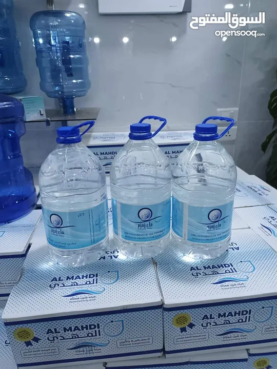 عبوات ماء زمزم المبارك 5 لتر مع خدمة التوصيل حصريا لمحطة مياه الأفق الصحية تحت كفالتنا .