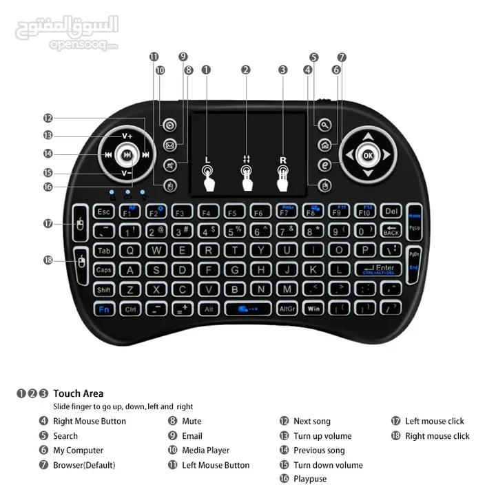 كيبورد وماوس لاسلكي للكمبيوتر والشاشات و الايباد  والهواتف يدعم كيبورد اللغة العربية MINI KEYBOARD