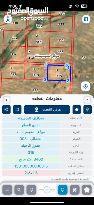 قطعة أرض مميزة للبيع في الموقر - المديسيسات - الحوض الشمالي