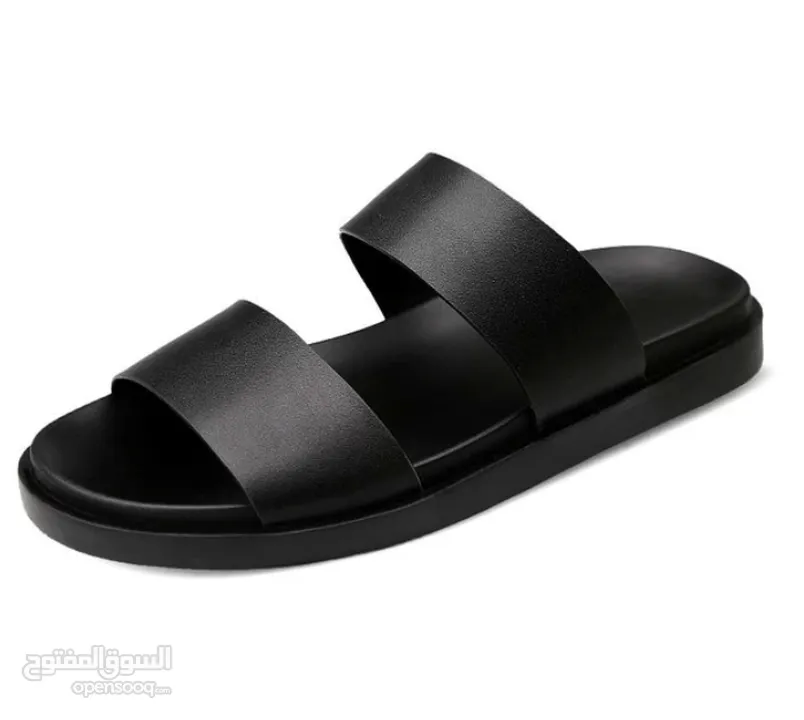 Men black genuine leather slippers now available in Oman order now