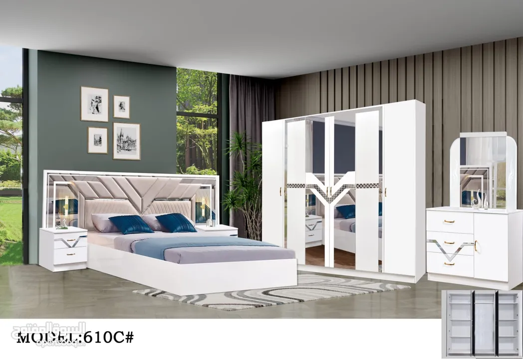 BEDROOM SET 7 PCS WITH MATTRESSS WITH FITTING/غرف نوم مع دوشج مع ترکيب ۷ قطع