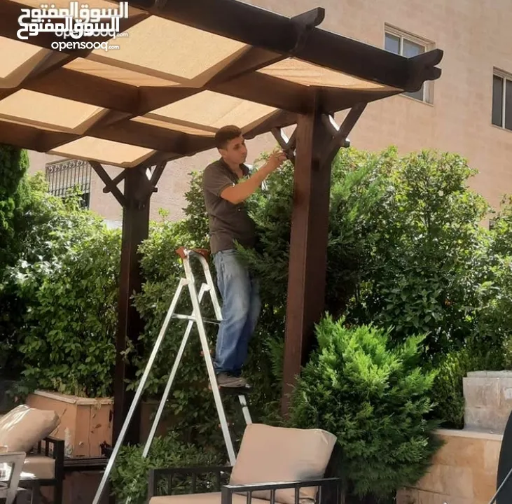 مظلات خشبيه باسعار 45متر مربع