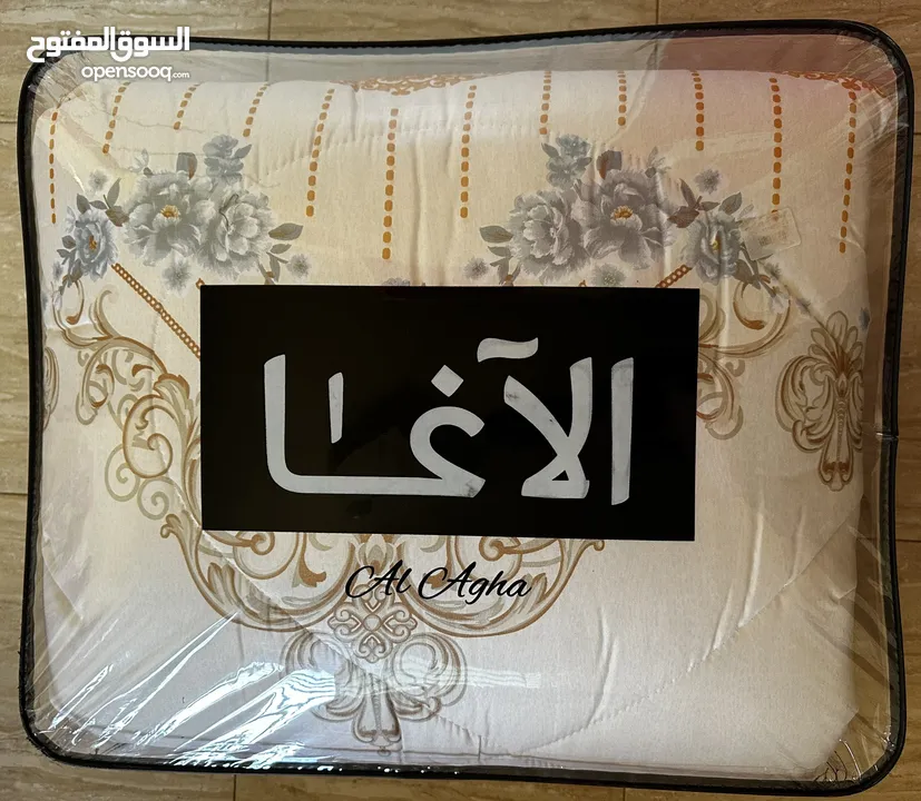 لحاف(حاف) صيفي مميز مجوز 4 قطع  لون بيج معرق بسيط  جديد