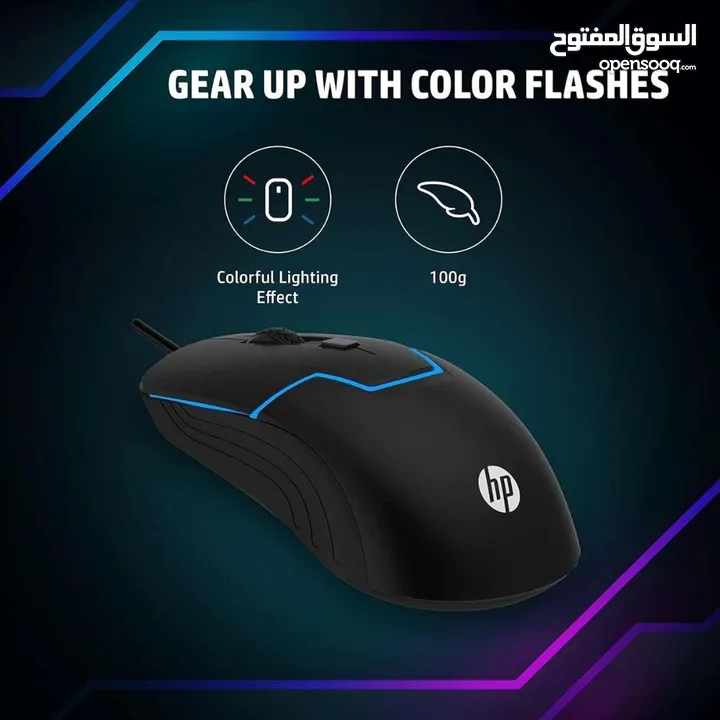 ماوس HP M100 للألعاب سلكي مزود بمستشعر بصري ودقة DPI قابلة للتعديل، تعمل الأزرار حتى 5 مليون ضغطة