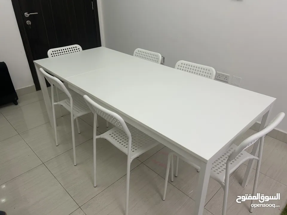 Dining table with six chairs