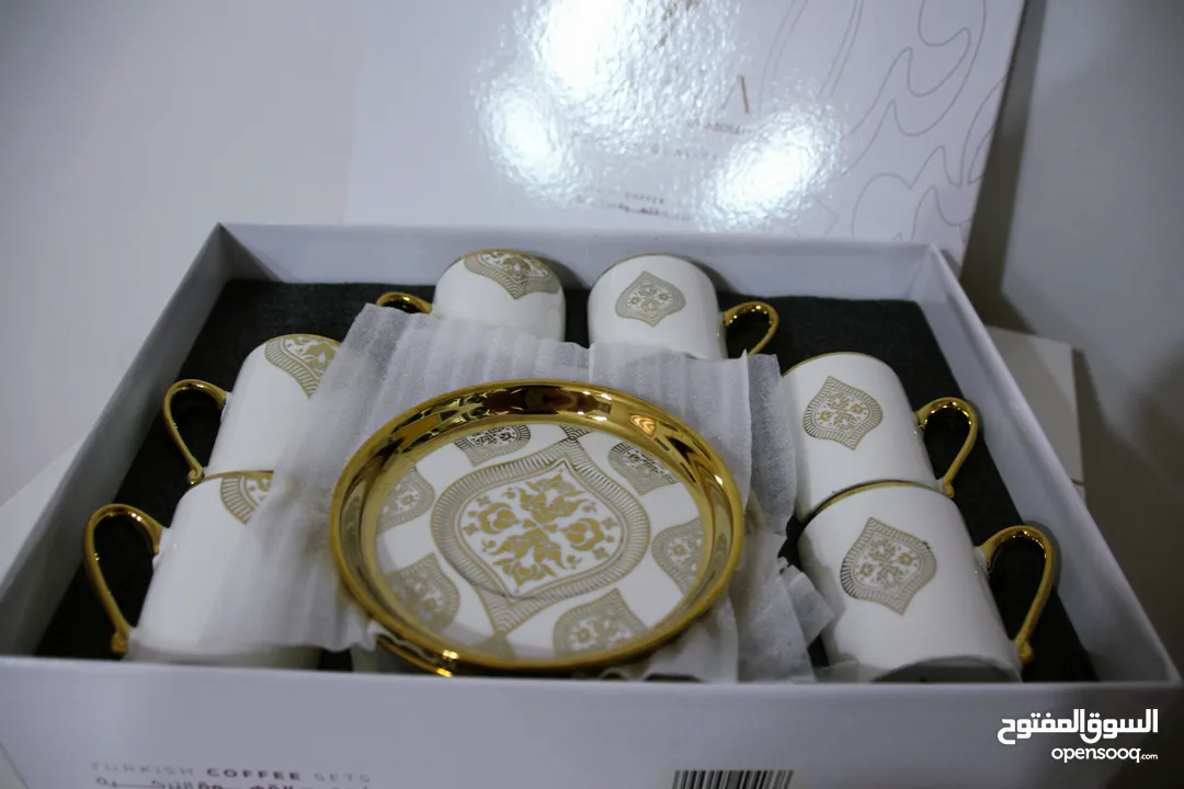 طقم فناجين قهوة ابيض مذهب فاخر Golden white coffee cups set