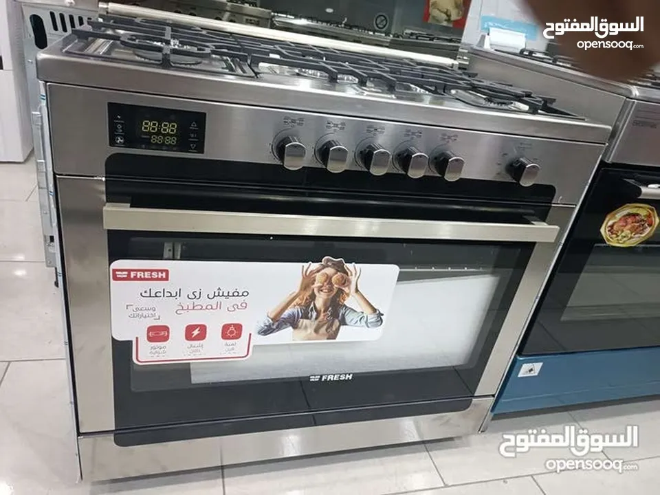عرض نااار على فرن فريش ماتركس 90 سم ستيل فل سيفتي كامل مع مروحه تبريد وتوزيع حراره