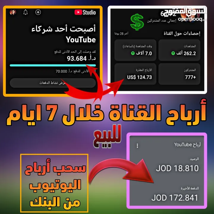 قناة يوتيوب مفعلة ربح للبيع بسعر مغري ومناسب