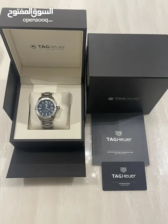 TAGHeuer Watch Aquaracer Stainless Steel Navy Silver  بحال الوكالة مع كامل المرفقات