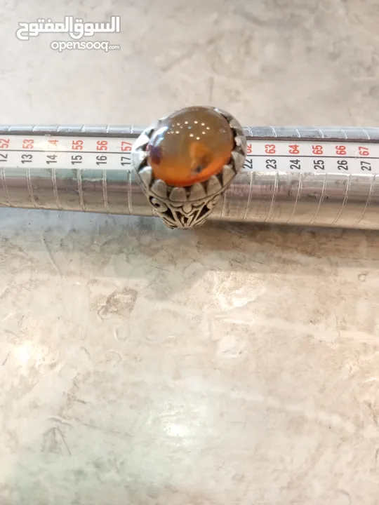 خواتم فضه شغل جميل جدا مطعم  بأحجار كريمة عقيق عظم لازوردي