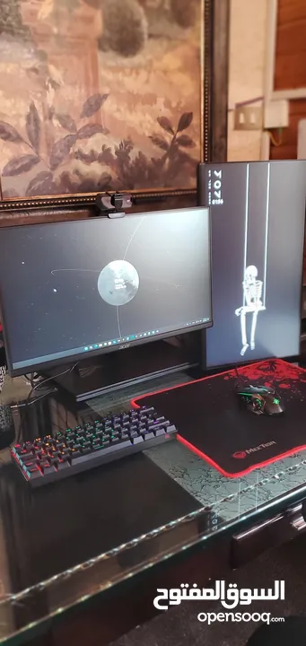 laptop asus rog strix g531gt مع شاشتين اسوس 100 هيرتز وكاميرا فانيتك