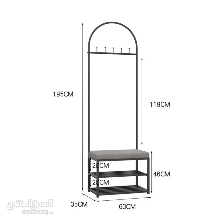 ستاند المدخل الفاخر – مرآة + علاقات + كرسي تخزين... قطعة وحدة تغيّر شكل بيتك!