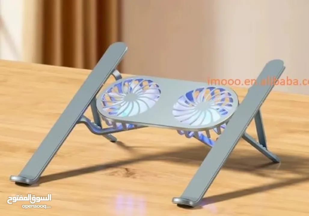 N3 Adjustable Aluminum Laptop Stand with Cooling Fan -Grey قاعدة لابتوب مع مروحة تبريد