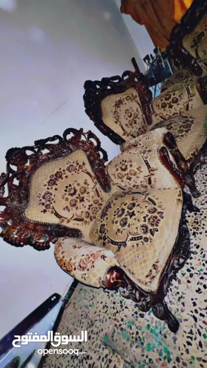طقم كنب 7 مقاعد خشب ثقيل وقوي