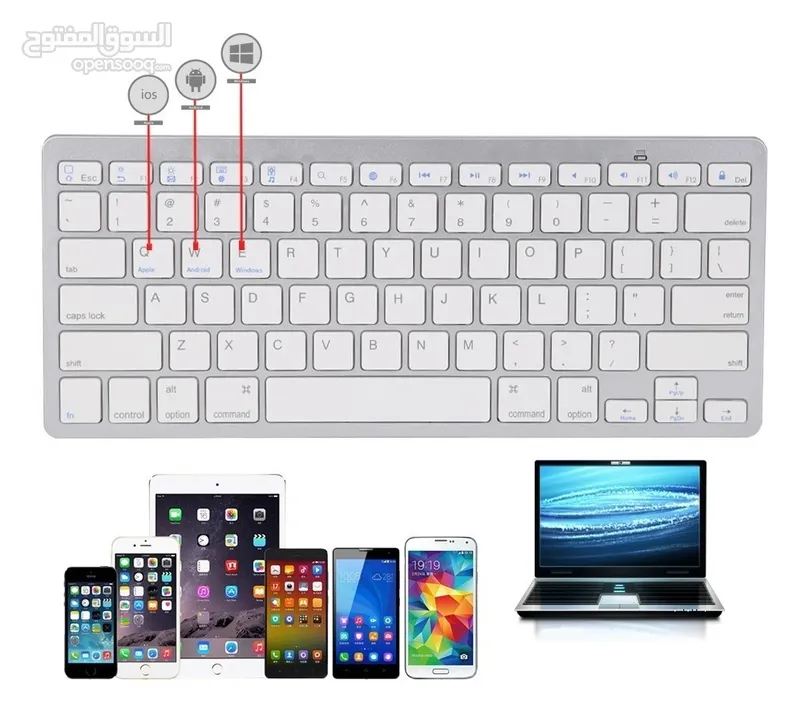 كيبورد لاسلكي . بلوتوث . حجم صغير  لون ابيض BLUETOOTH WIRELESS KEYBOARD WB-8022