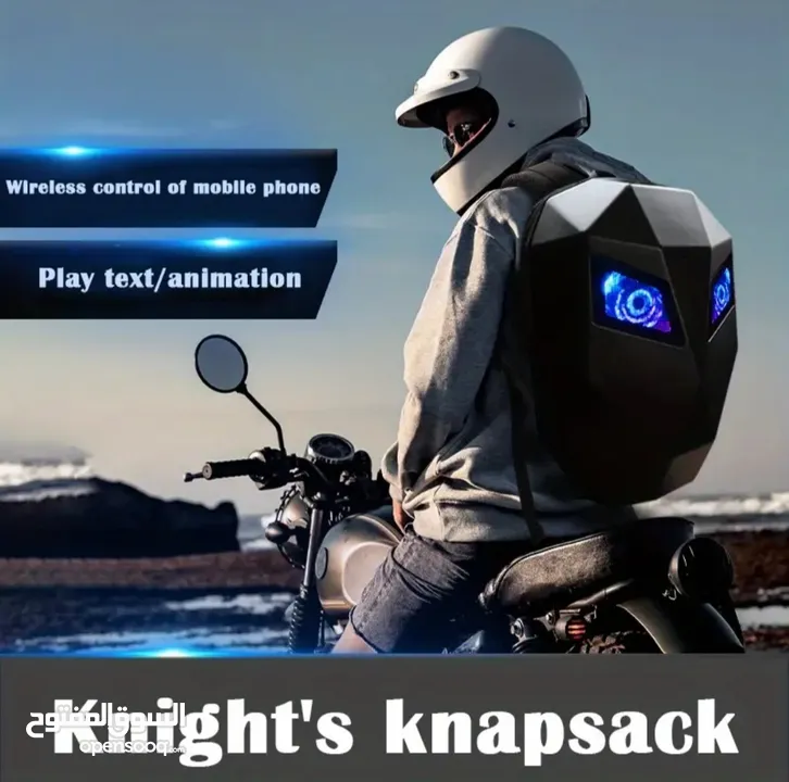 LED Knight Backpack, Laptop Bag, Motorcycle Riding Backpack, Hard Shell Travel Bag, Waterproof Backp
