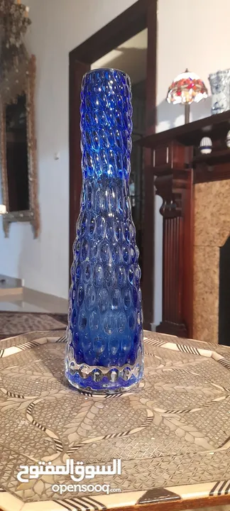 فازة Royal blue  فخمة جدا من فقاعات الكرستال فرنسيه شغل يدوي قديمه ازرق ملوكي فخمة جدا