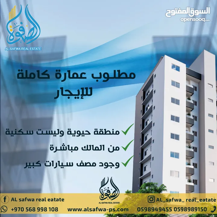 مطلوب عماره كامله للايجار مع باركنج كبير