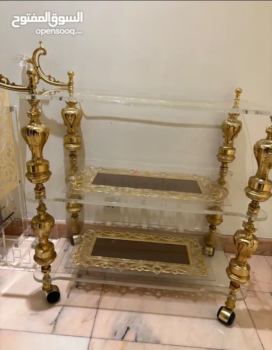 Elegant 3-Tier Glass and Gold Serving Trolley - Excellent Condition