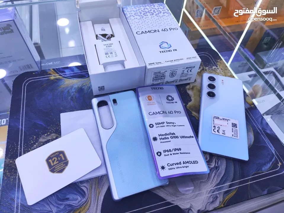 مستعمل CAMON 40 PRO  كسر زيرو جيجا 256 رام 16 معه كامل اغراضو الاصلسة متوفر توصيل