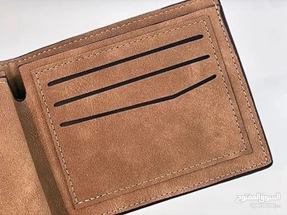 Wallet For Men, PU Leather, Tortilla Color With Brown Topline