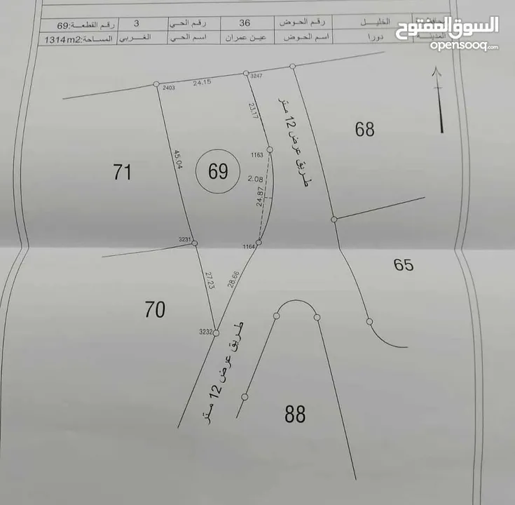 ارض للبيع قرب مستشفى دورا الحكومي
