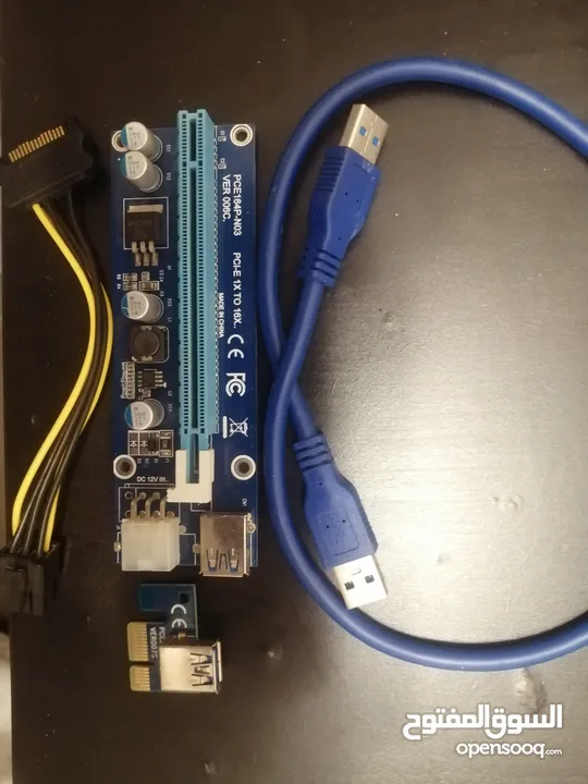 الواح رايزر  PCI Extender 1x to 16x لربط عدة كارتات شاشة الى نفس اللوح الام مع لوازم الربط
