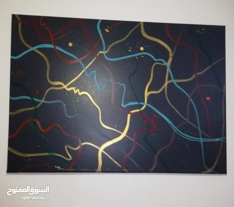 *عرض خاص* لوحة فنية تجريدية للبيع  **** لوحة عميقة وغامضة **** رسم يدوي **** تجريدي ****