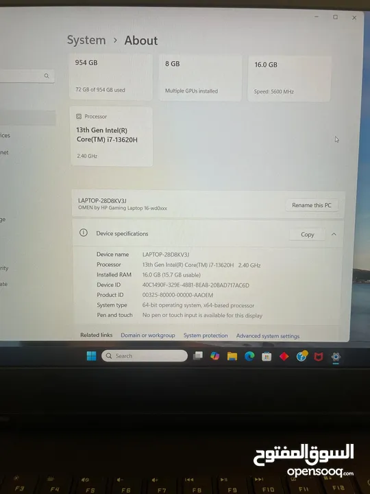HP OMEN i7 13620H, 16GB Ram, 1TB NVMe SSD, NVIDIA RTX 4060 حالة  HP OMEN TPN-C167 Gaming Laptop