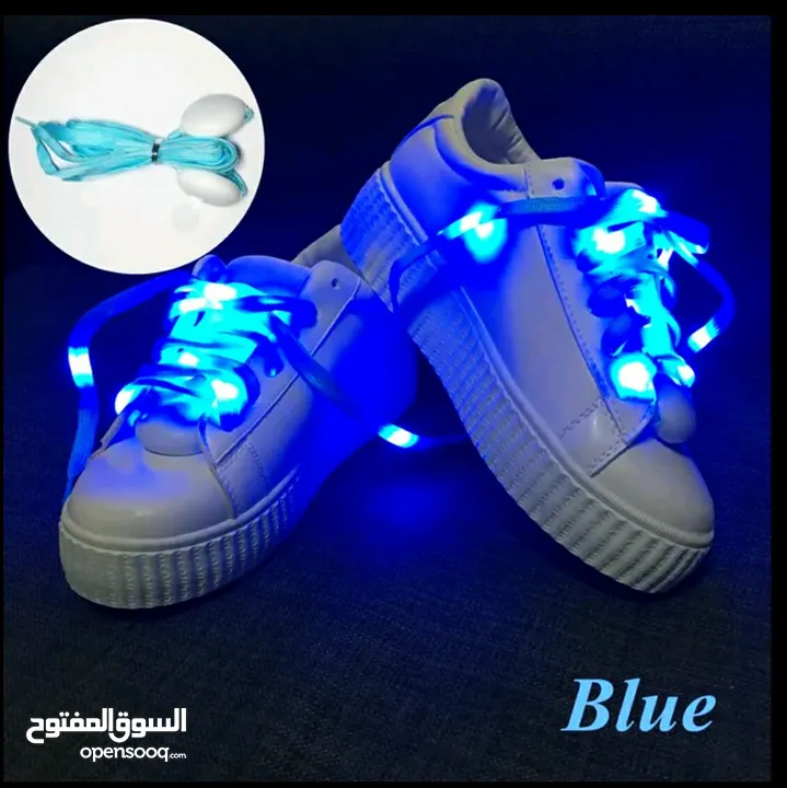 رباط حذاء مضيء ازرق shoelaces safety lights blue