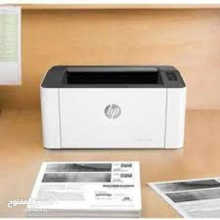 HP 107A طابعة اتش بي ليزرية اسود  بمواصفات رائعة للطباعة فقط  مع هدية ماعون ورق abc