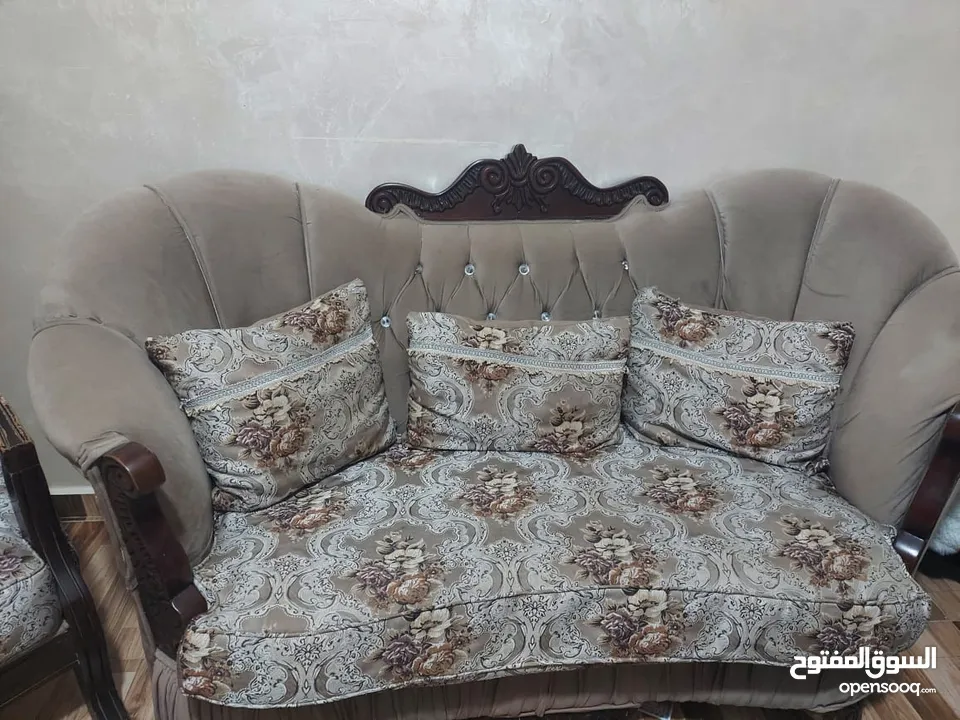 طقم كنب خشب زان 7 مقاعد