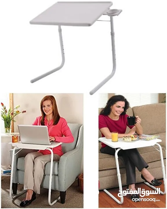 طاولة اكل متحركة 52 سم طاولات دراسه تيبل ميت مع حامل كاس و كوب متعددة الاستخدامات Folding Portable T