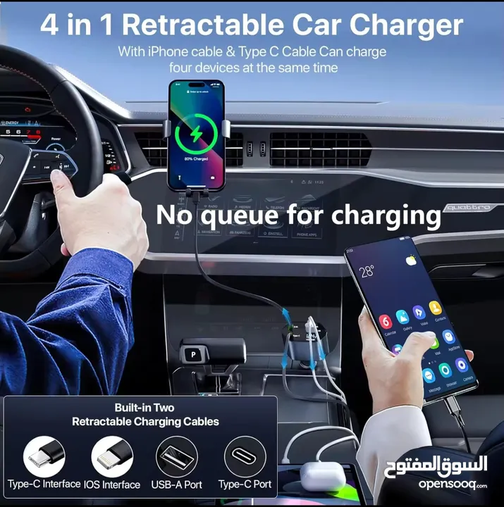 Type c and iphone fast car charger