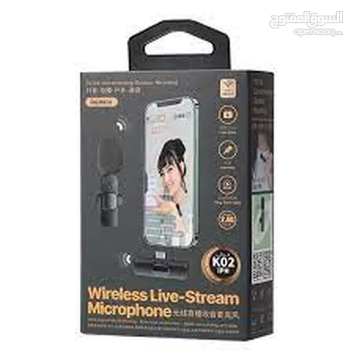 Wireless live -stream Microphone K02 IPH REMAX ميكروفون تلفون ويرلس 