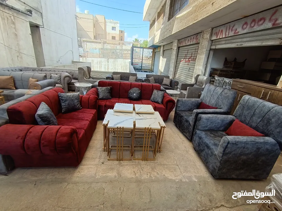 طقم كنب بلون شرحات 7 مقاعد عرض بسعر الجملة