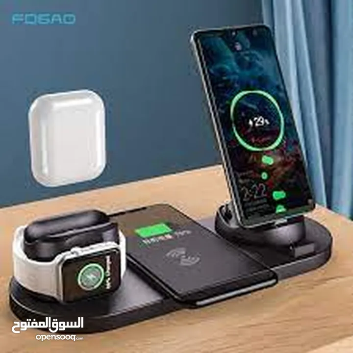 - FUNCTION APPLE CHARGING DOCK WITH WIRELESS CHARGING شاحن متعددة الوظائق مع ويرلس للابل 