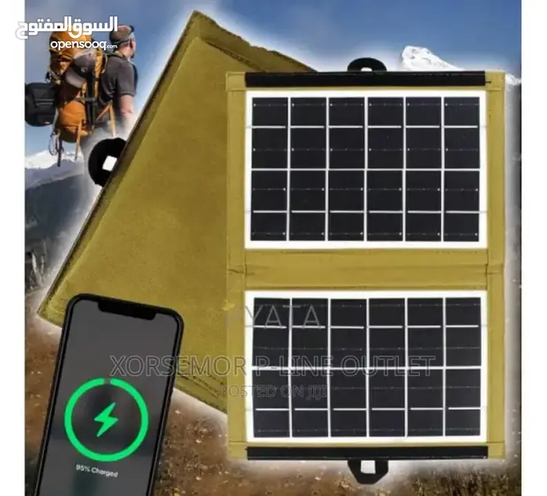 لوح شحن بالطاقة الشمسية للتخيم والرحل يشحن معظم الأجهزة القابلة للشحن مثل الجوال