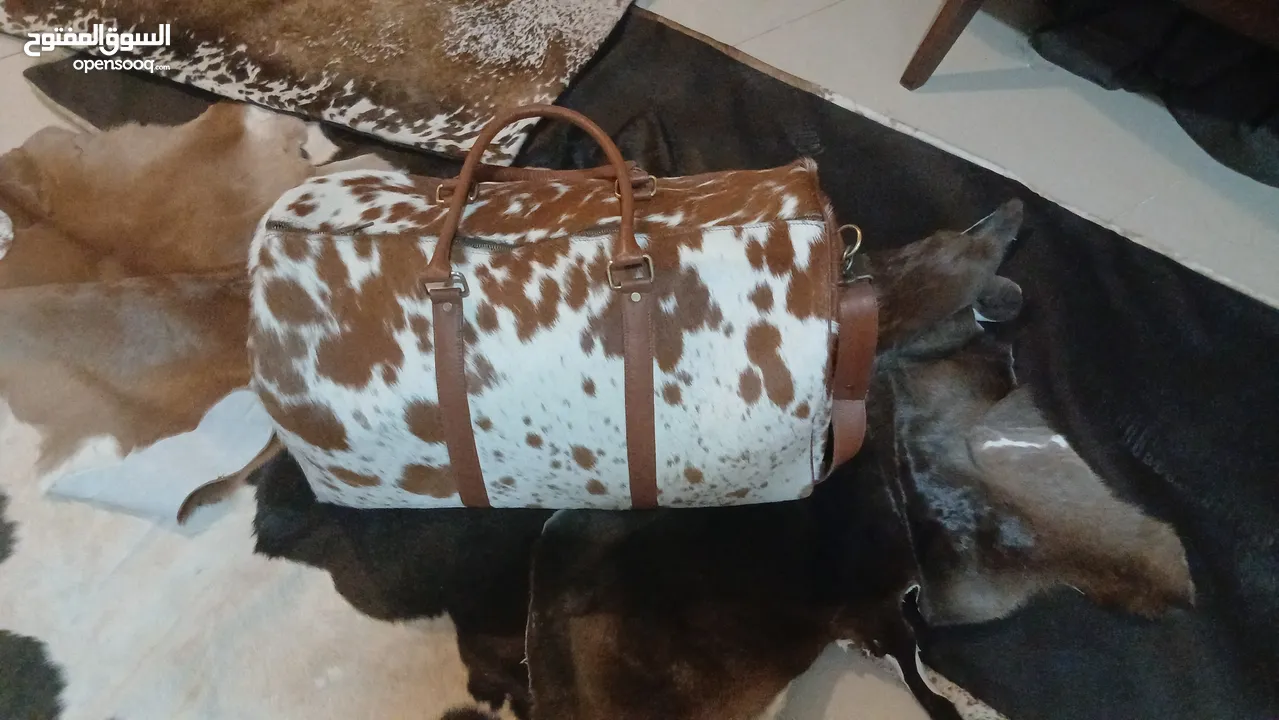 cow skin and bag