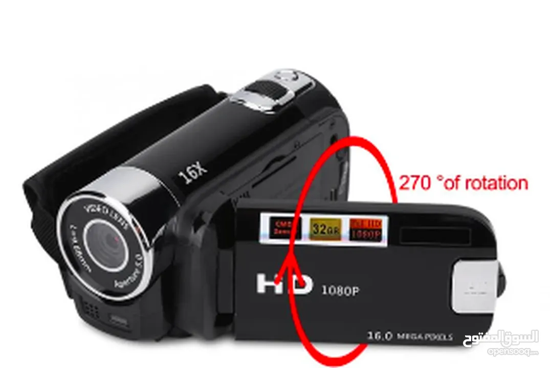"كاميرا رقمية مستعملة بحالة الزيرو - 1080P- رقمية 270 درجة دوران الشاشة